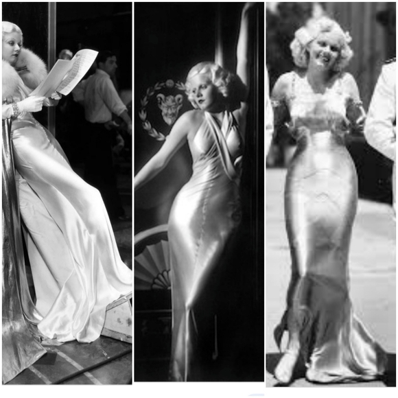 C1930 satin FULL LENGTH gown DRESS jean harlow - Picture 2 of 5